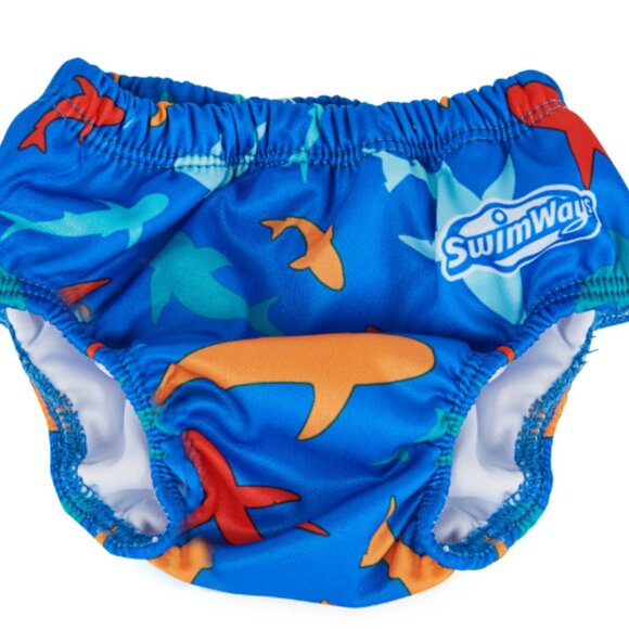 NEW SwimWays Reusable Shark Swim Diaper 50+ UPF Small 6M 13-18 lbs Boys - Picture 2 of 3